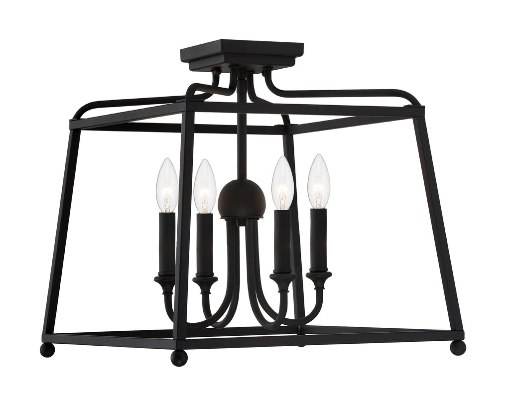 Libby Langdon Sylvan 4 Light Black Forged Semi Flush Mount Semi Flush Crystorama