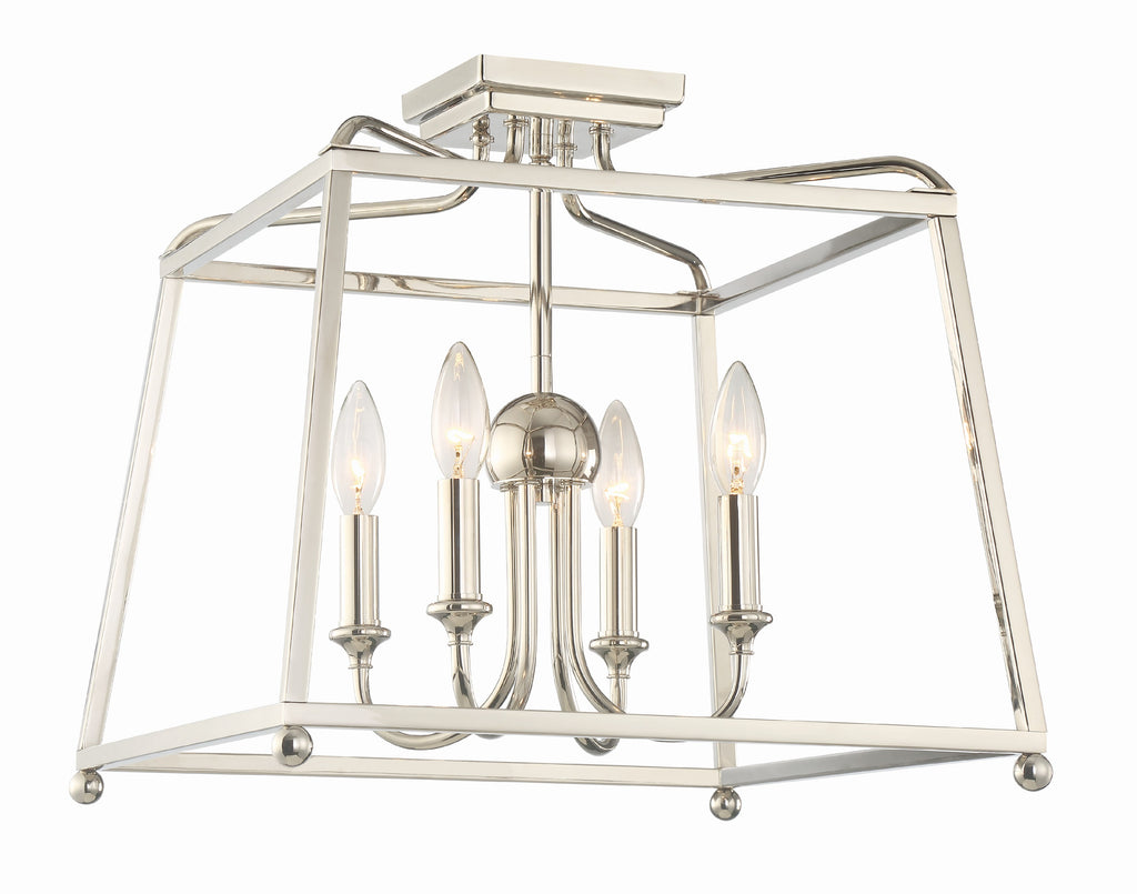 Libby Langdon Sylvan 4 Light Polished Nickel Semi Flush Mount Semi Flush Crystorama