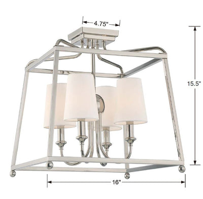 Libby Langdon Sylvan 4 Light Polished Nickel Semi Flush Mount Semi Flush Crystorama