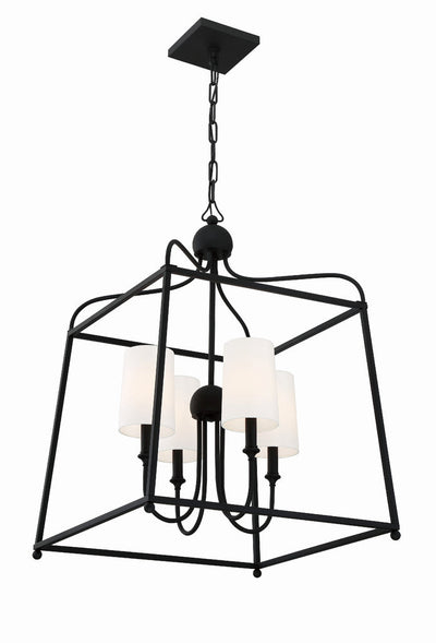 Libby Langdon Sylvan 4 Light Black Forged Chandelier Chandelier Crystorama