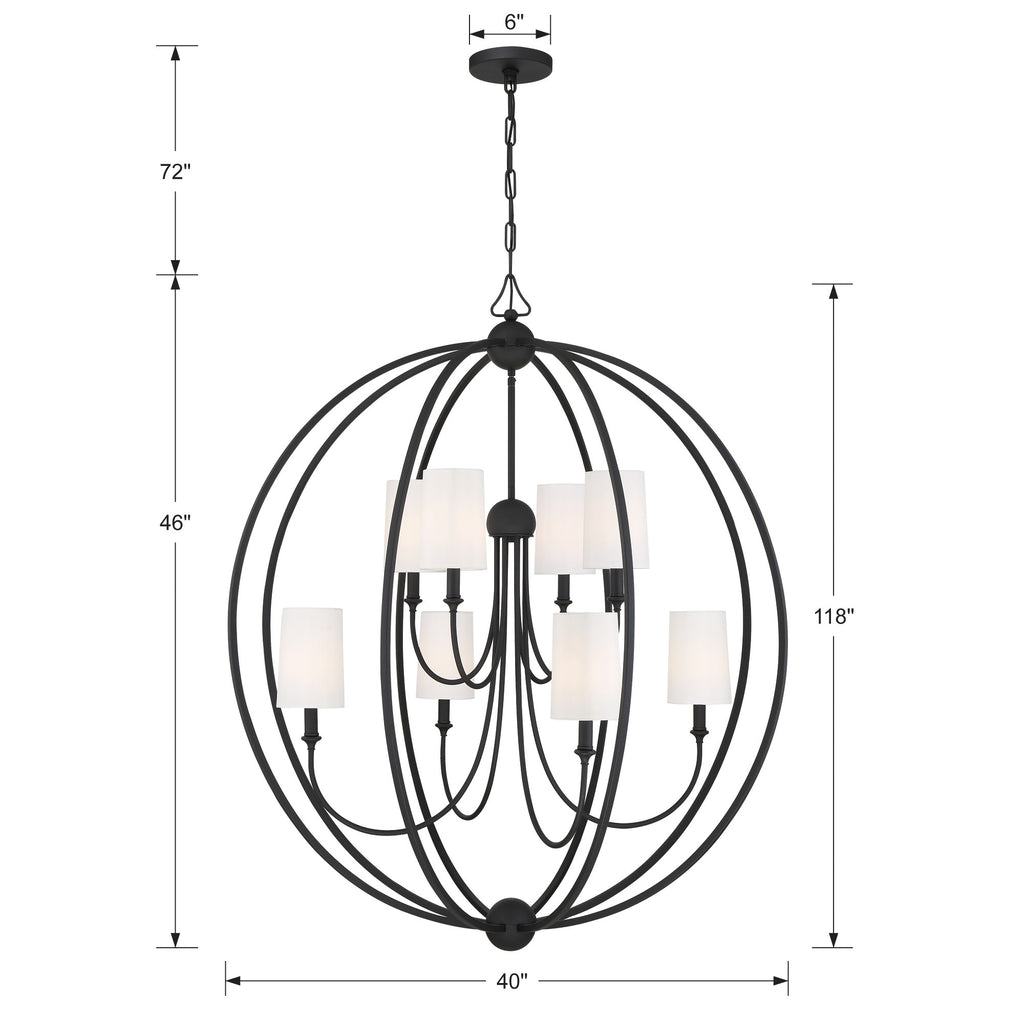 Libby Langdon Sylvan 8 Light Black Forged Chandelier Chandelier Crystorama