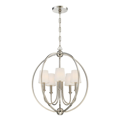 Libby Langdon Sylvan 5 Light Polished Nickel Chandelier Chandelier Crystorama