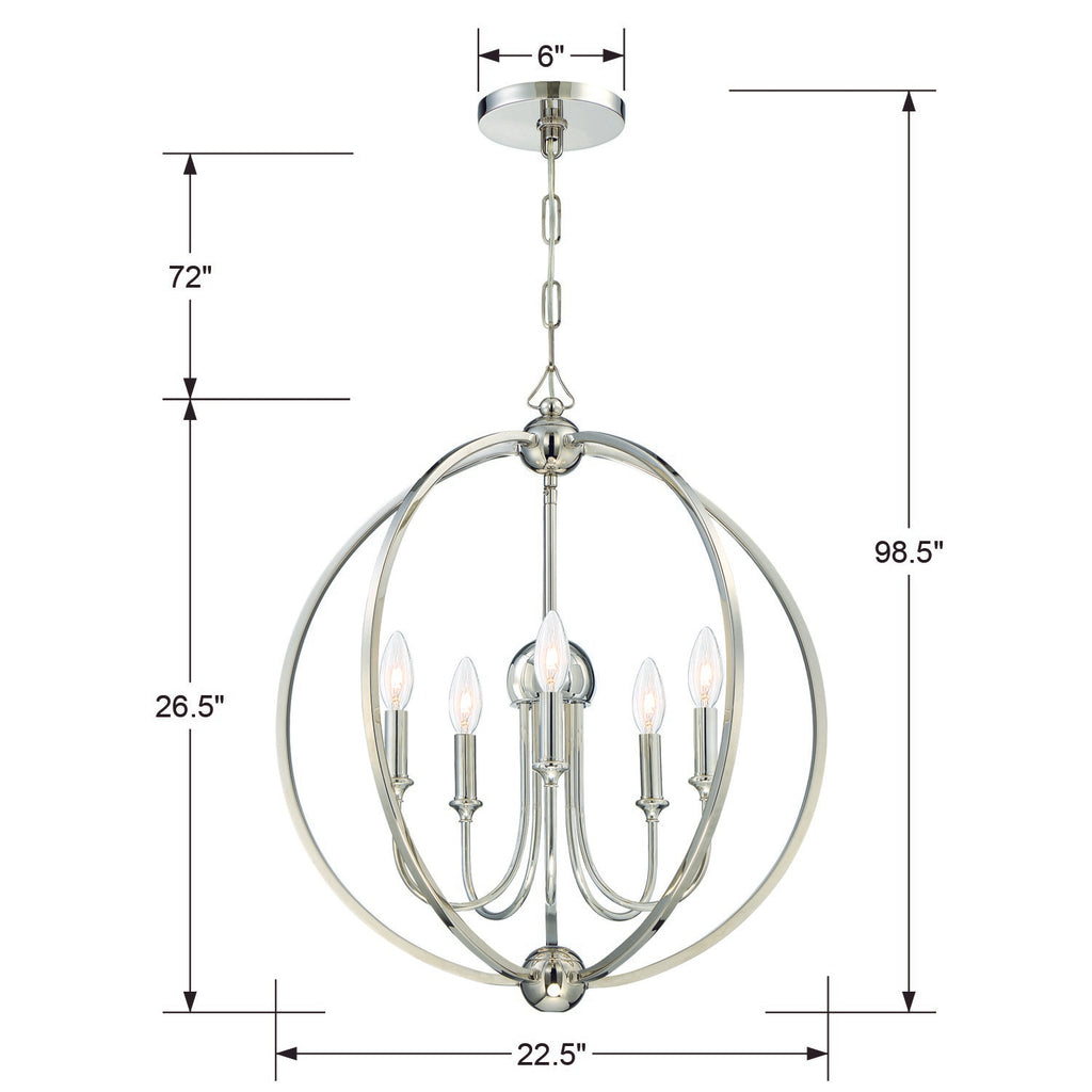 Libby Langdon Sylvan 5 Light Polished Nickel Chandelier Chandelier Crystorama