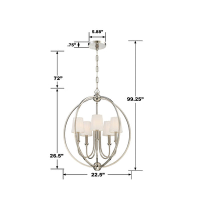 Libby Langdon Sylvan 5 Light Polished Nickel Chandelier Chandelier Crystorama