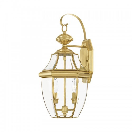 2 Light Polished Brass Outdoor Wall Lantern Exterior Livex