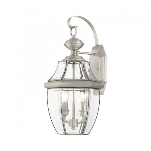 2 Light Brushed Nickel Outdoor Wall Lantern Exterior Livex