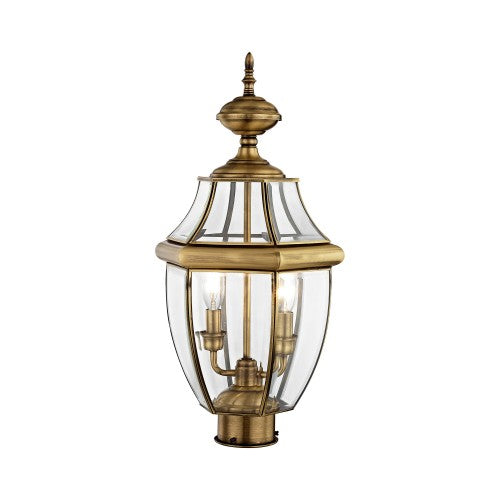 2 Light Antique Brass Outdoor Post Top Lantern Post Livex