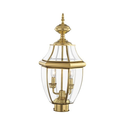 2 Light Polished Brass Outdoor Post Top Lantern Post Livex