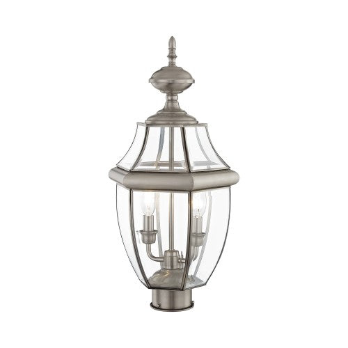 2 Light Brushed Nickel Outdoor Post Top Lantern Post Livex