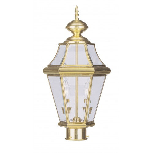 2 Light Polished Brass Outdoor Post Top Lantern Post Livex