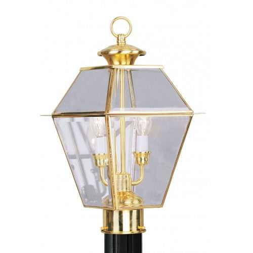 2 Light Polished Brass Outdoor Post Top Lantern Post Livex