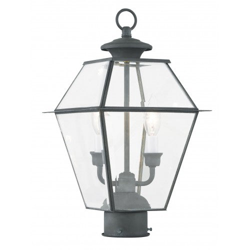 2 Light Charcoal Outdoor Post Top Lantern Post Livex