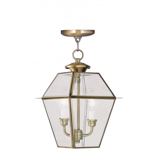 2 Light Antique Brass Outdoor Lantern Exterior Livex