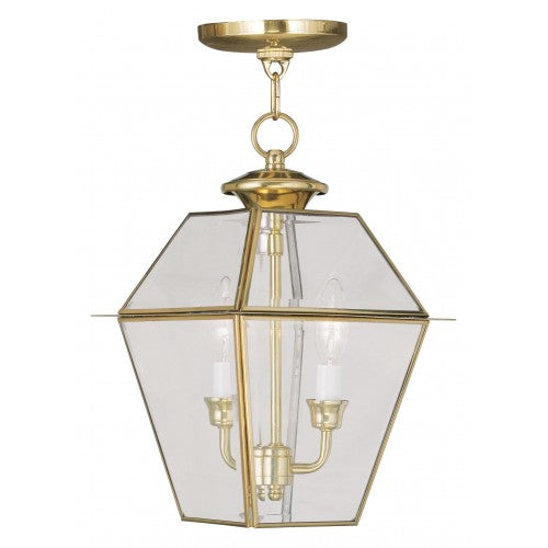 2 Light Polished Brass Outdoor Lantern Exterior Livex