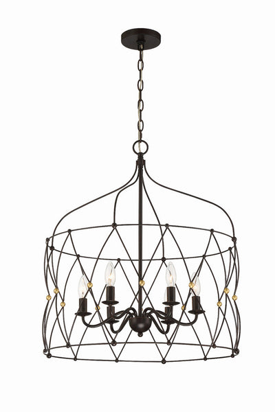 Zucca 6 Light English Bronze + Antique Gold Chandelier Chandelier Crystorama