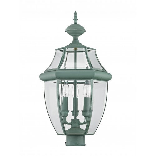 3 Light Verdigris Outdoor Post Top Lantern Post Livex