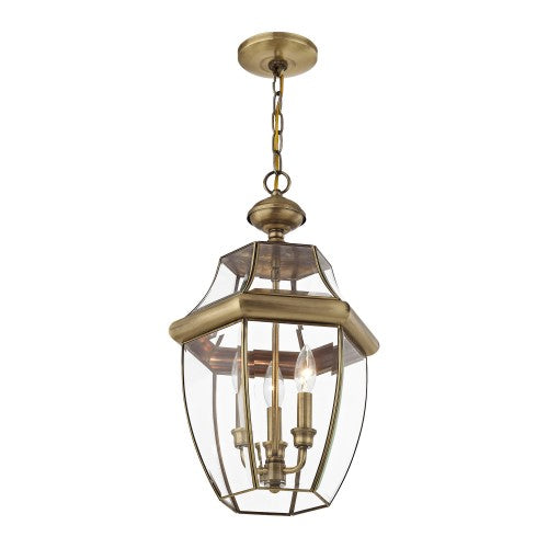 3 Light Antique Brass Outdoor Lantern Exterior Livex