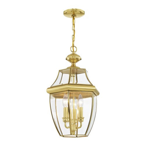 3 Light Polished Brass Outdoor Lantern Exterior Livex