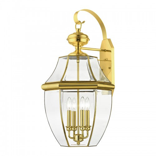 4 Light Polished Brass Outdoor Wall Lantern Exterior Livex