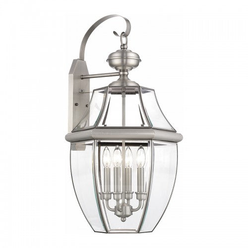 4 Light Brushed Nickel Outdoor Wall Lantern Exterior Livex