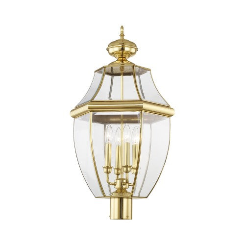 4 Light Polished Brass Outdoor Post Top Lantern Post Livex