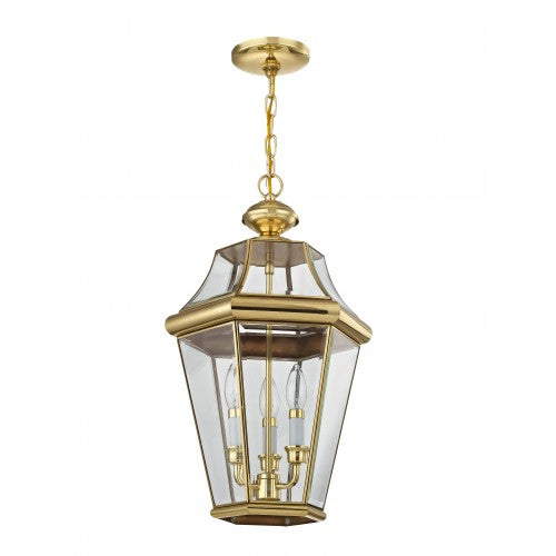 3 Light Polished Brass Outdoor Lantern Exterior Livex