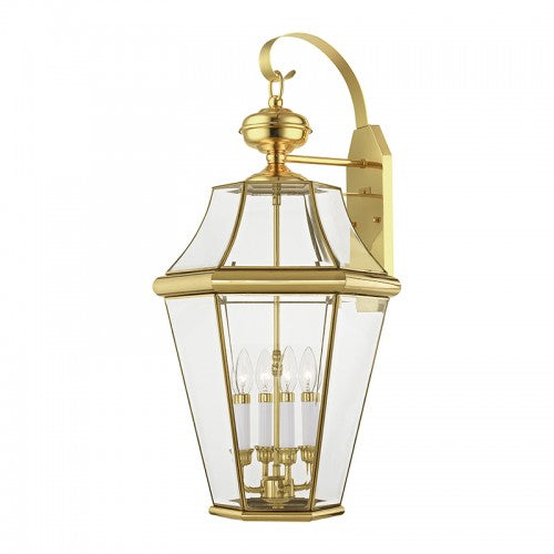 4 Light Polished Brass Outdoor Wall Lantern Exterior Livex