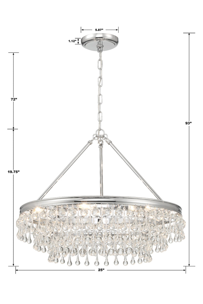 Calypso 6 Light Polished Chrome Chandelier Chandelier Crystorama