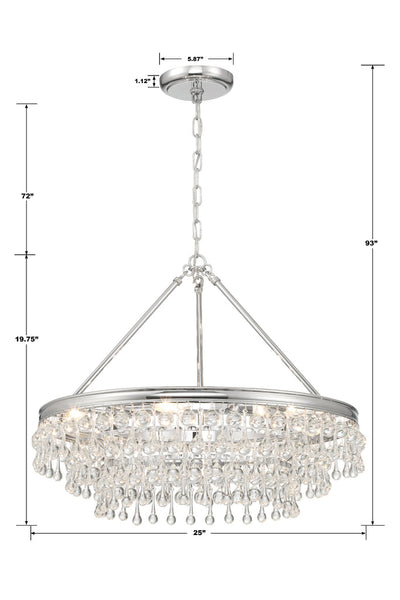 Calypso 6 Light Polished Chrome Chandelier Chandelier Crystorama