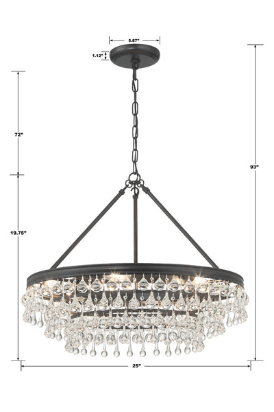 Calypso 6 Light Matte Black Chandelier Chandelier Crystorama