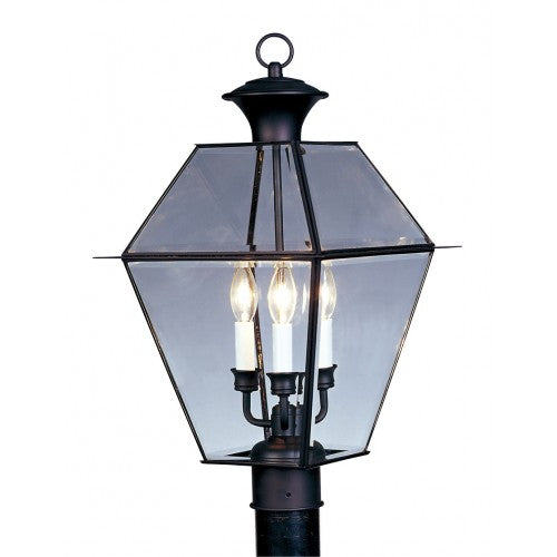 3 Light Black Outdoor Post Top Lantern Post Livex