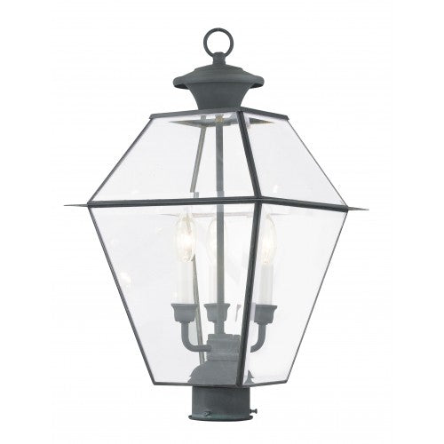 3 Light Charcoal Outdoor Post Top Lantern Post Livex