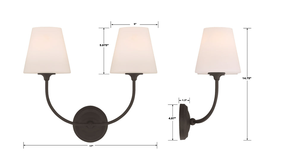 Libby Langdon Sylvan 2 Light Black Forged Sconce Wall Sconce Crystorama