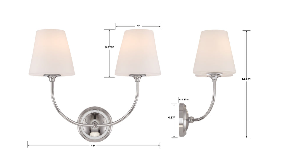 Libby Langdon Sylvan 2 Light Polished Chrome Sconce Wall Sconce Crystorama