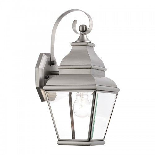 1 Light Brushed Nickel Outdoor Wall Lantern Exterior Livex