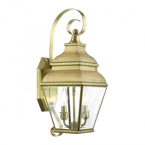 2 Light Antique Brass Outdoor Wall Lantern Exterior Livex