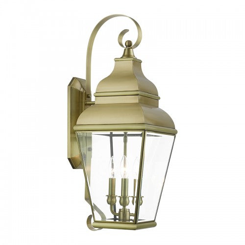 3 Light Antique Brass Outdoor Wall Lantern Exterior Livex