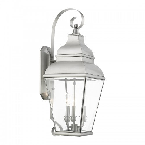 3 Light Brushed Nickel Outdoor Wall Lantern Exterior Livex