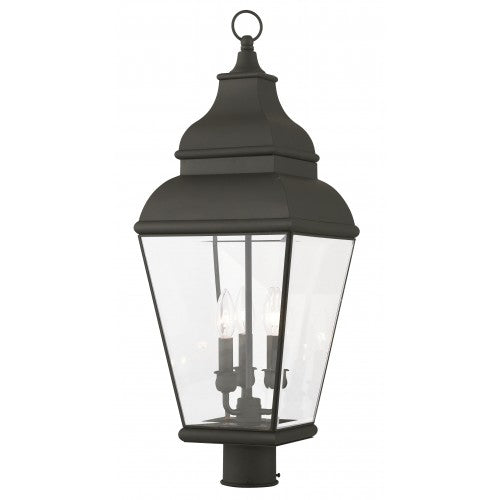 3 Light Black Post Top Lantern Post Livex