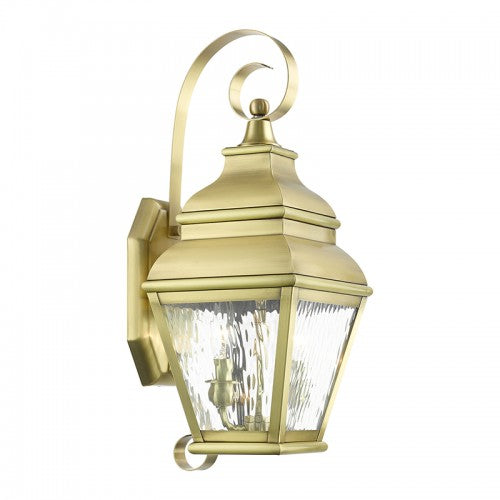 2 Light Antique Brass Outdoor Wall Lantern Exterior Livex
