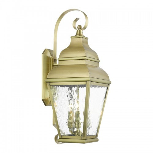 3 Light Antique Brass Outdoor Wall Lantern Exterior Livex