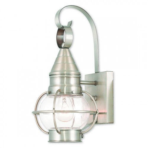 1 Light Brushed Nickel Outdoor Wall Lantern Exterior Livex
