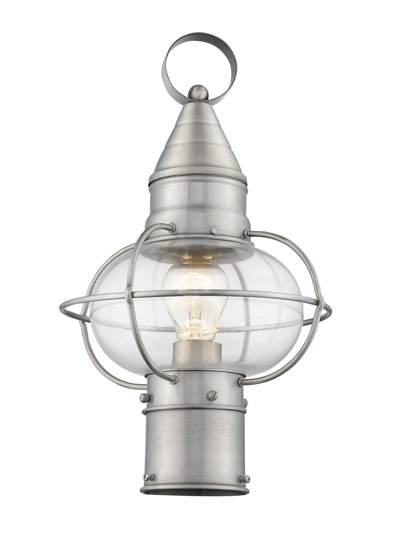 1 Light Brushed Nickel Outdoor Post Top Lantern Post Livex