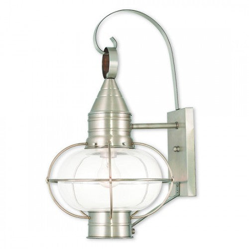 1 Light Brushed Nickel Outdoor Wall Lantern Exterior Livex