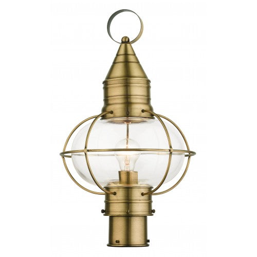 1 Light Antique Brass Outdoor Post Top Lantern Post Livex