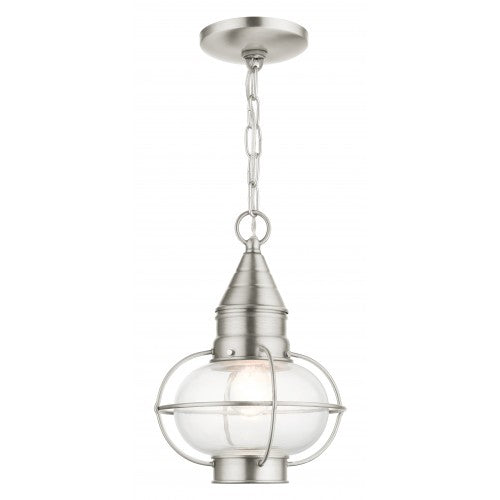 1 Light Brushed Nickel Outdoor Pendant Lantern Exterior Livex