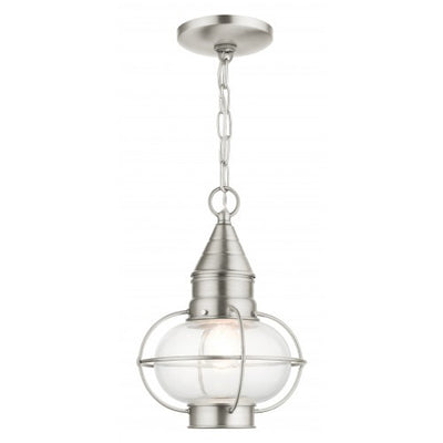 1 Light Brushed Nickel Outdoor Pendant Lantern Exterior Livex