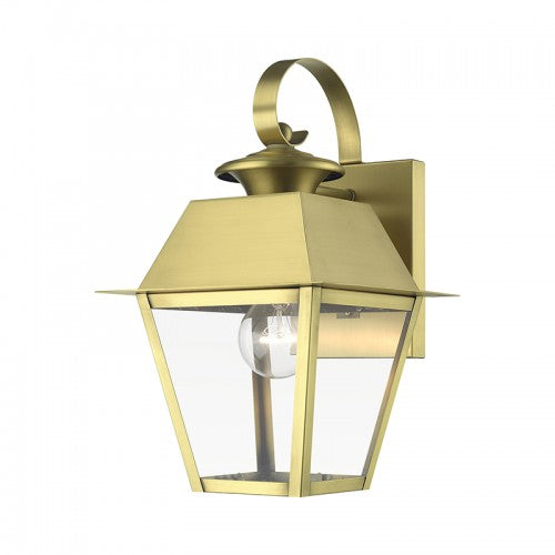 1 Light Natural Brass Outdoor Small Wall Lantern Exterior Livex