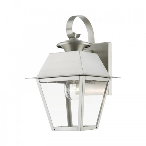 1 Light Brushed Nickel Outdoor Small Wall Lantern Exterior Livex