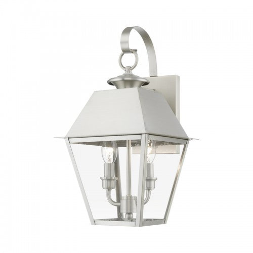 2 Light Brushed Nickel Outdoor Medium Wall Lantern Exterior Livex